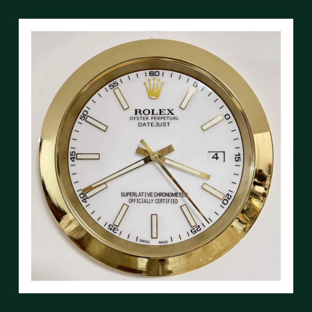 Datejust Wall Clock – White Dial & Gold Smooth Bezel