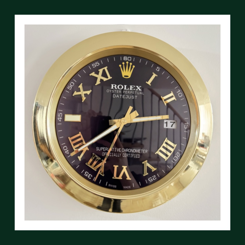 Datejust Wall Clock – Black Dial & Gold Roman Numerals