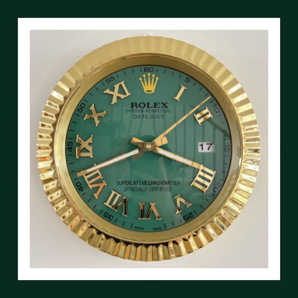 Datejust Wall Clock – Green Dial & Gold Roman Numerals