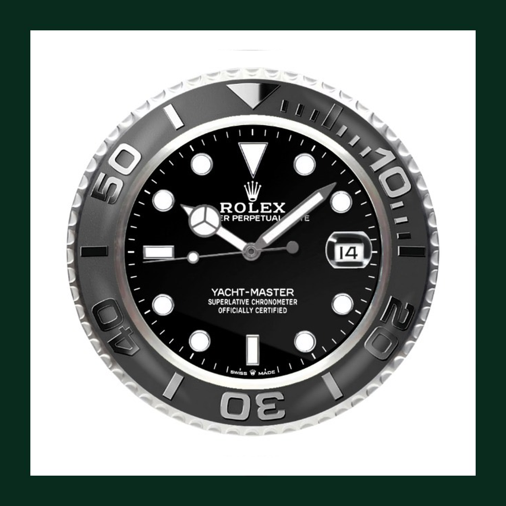 Yacht-Master Wall Clock – Black Dial & Platinum Bezel