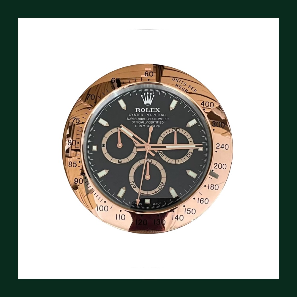 Daytona Wall Clock – Black Dial & Rose Gold Bezel