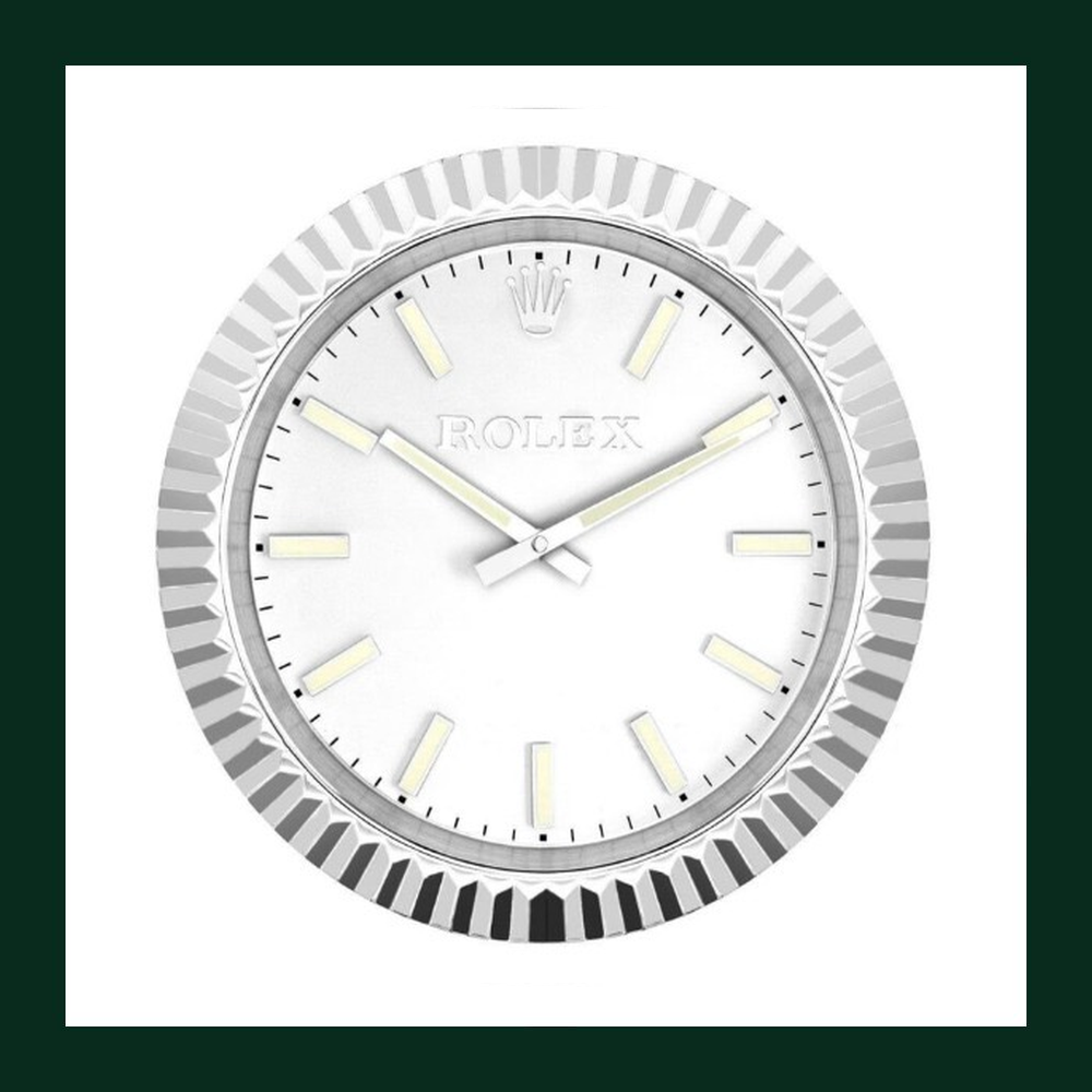 Datejust Wall Clock – Silver Bezel & Minimalist White Dial