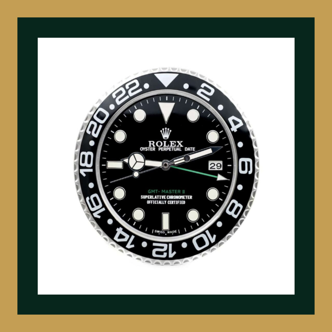 GMT-Master II “Noir Émeraude” – Swiss Quality Prestige Wall Clock