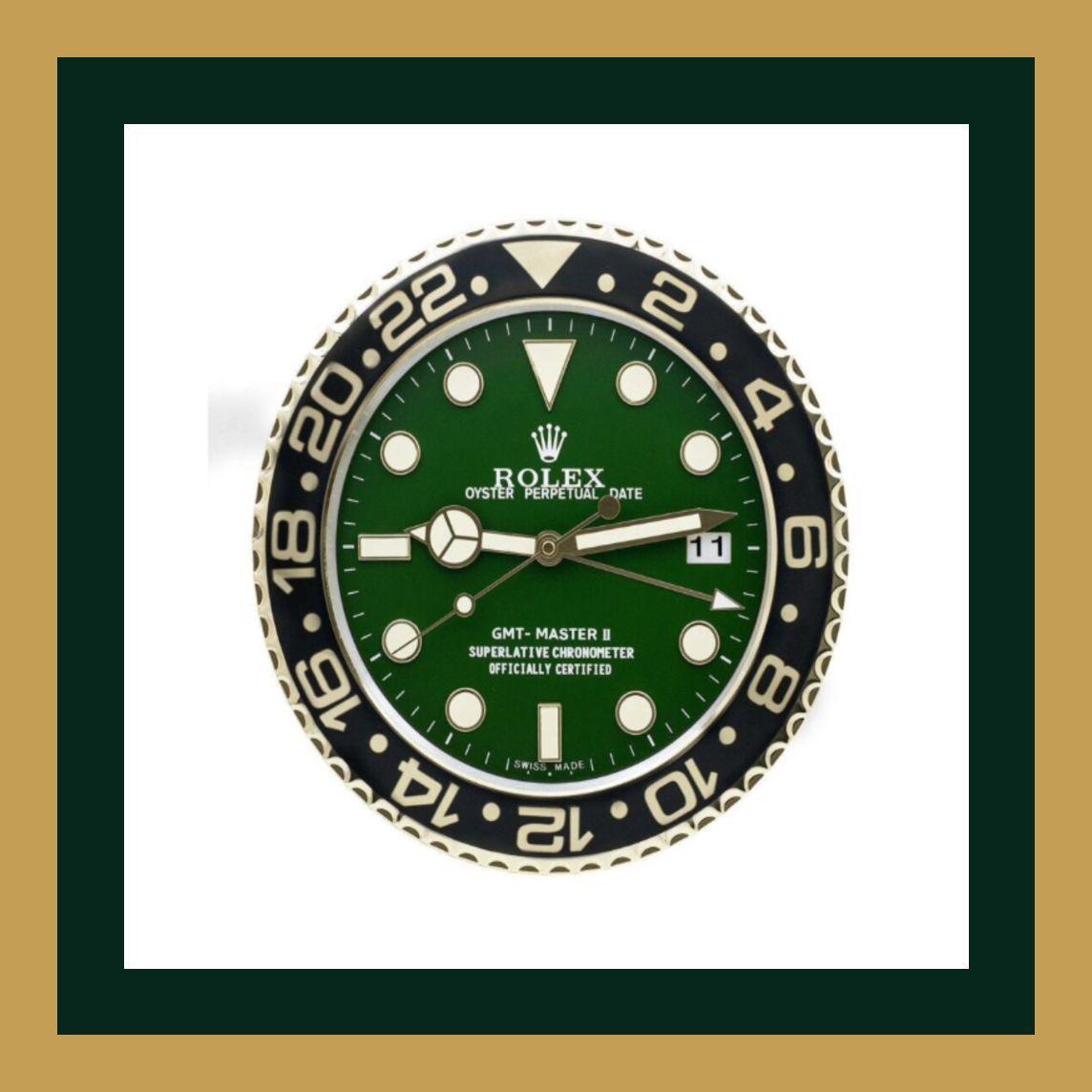 GMT-Master II “Celtic Green Edition” – Swiss Quality Luxury Wall Clock