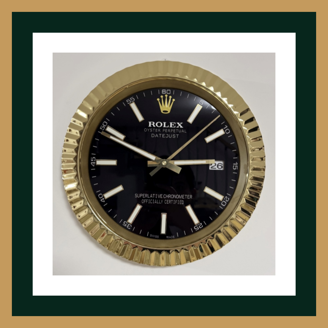 Datejust Black & Gold – Swiss Quality Wall Clock
