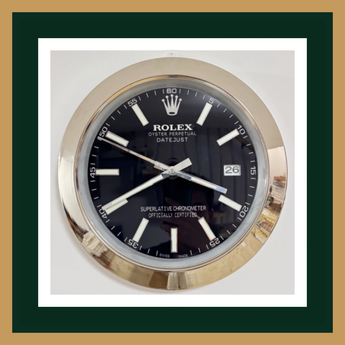 Rolex Datejust Black Dial Wall Clock – Timeless Swiss Luxury