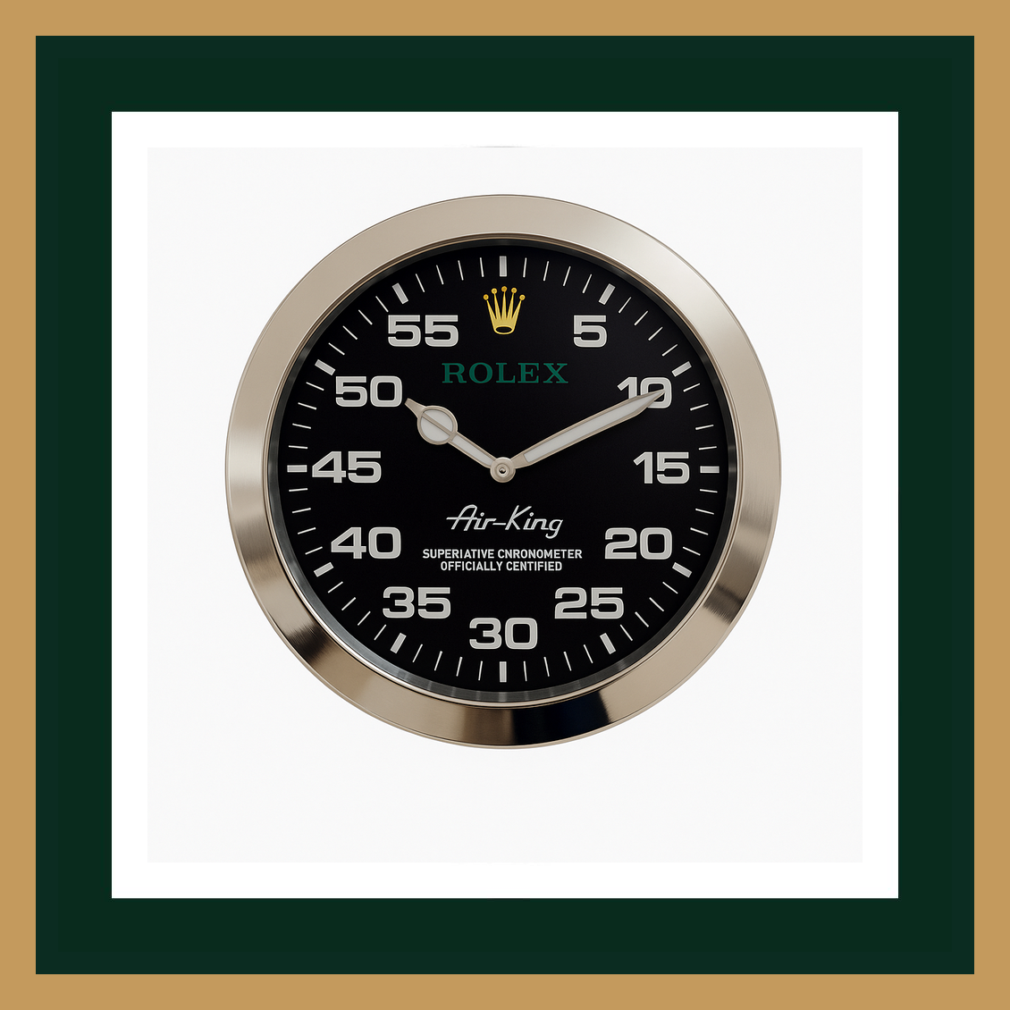 Rolex Air-King Black Dial – Silver Bezel Swiss Quality Wall Clock
