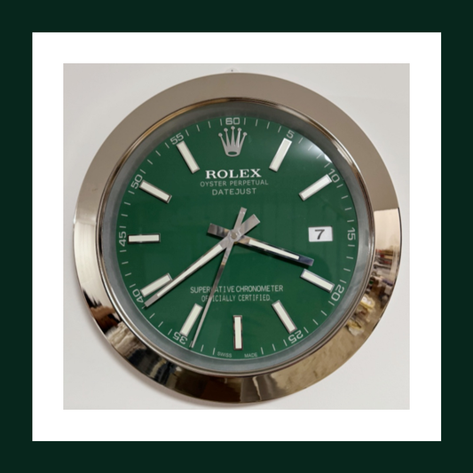 Datejust Wall Clock – Green Dial & Silver Bezel