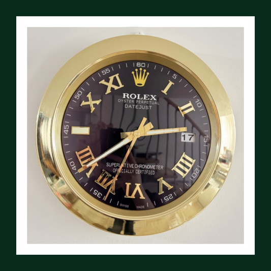 Datejust Wall Clock – Black Dial & Gold Roman Numerals