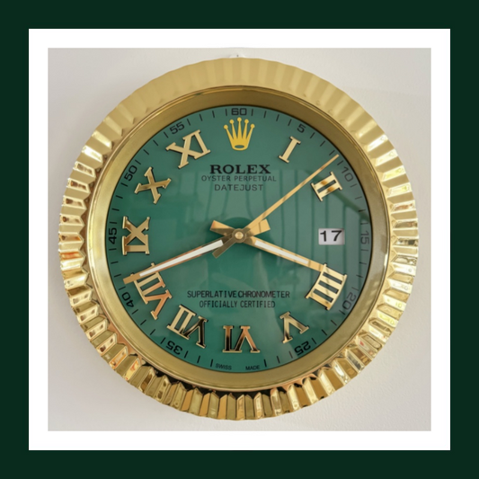 Datejust Wall Clock – Green Dial & Gold Roman Numerals