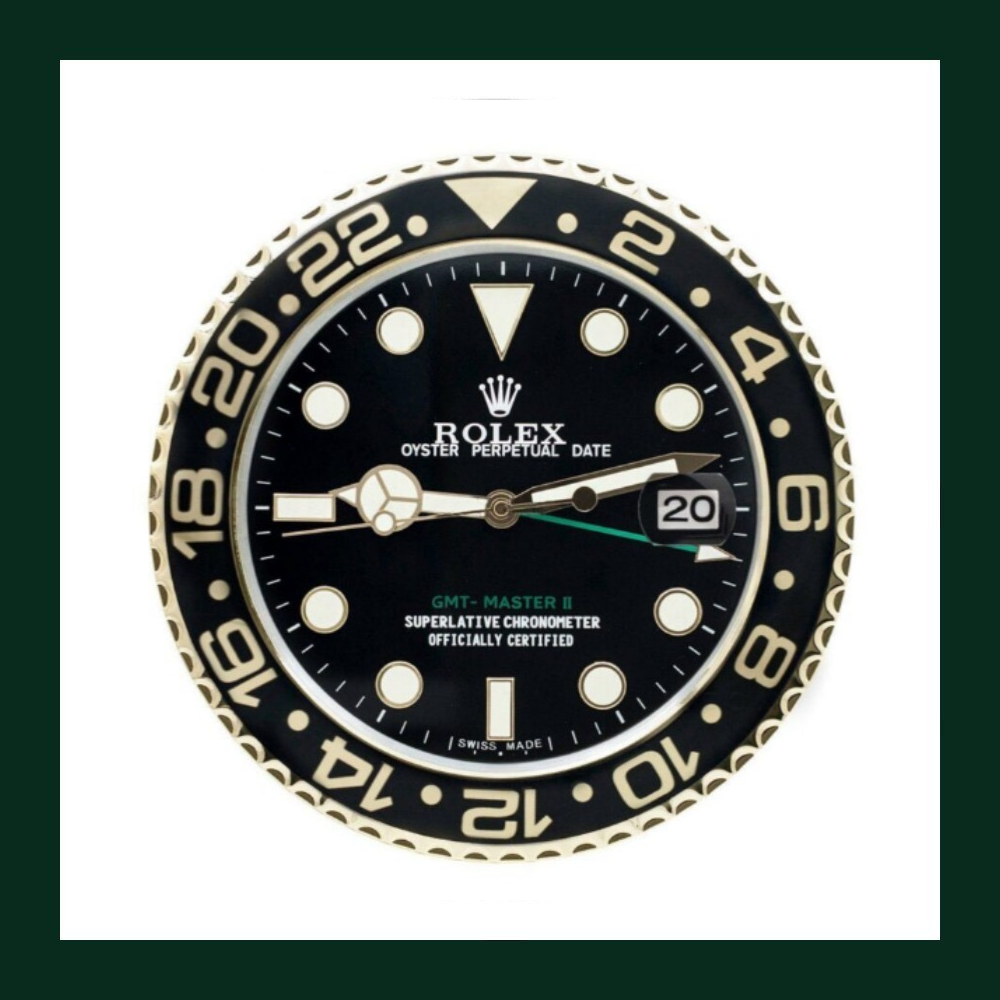 GMT-Master II Wall Clock – Black Dial & Gold Accents