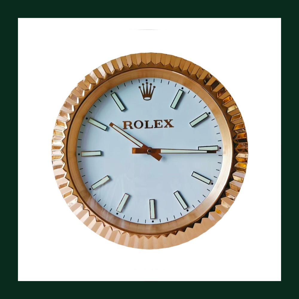 Datejust Wall Clock – Rose Gold Fluted Bezel & Minimalist White Dial