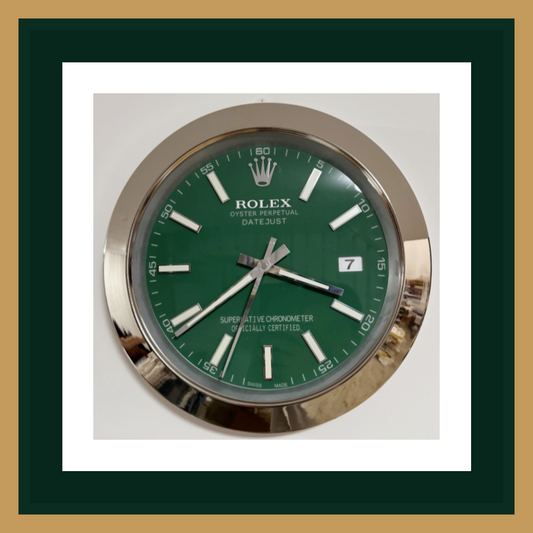 Datejust Emerald Green & Silver – Swiss Quality Wall Clock