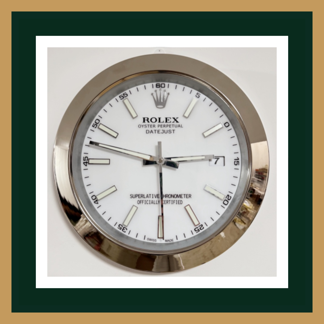 Rolex Datejust Ice White Wall Clock – Swiss Quality Elegance