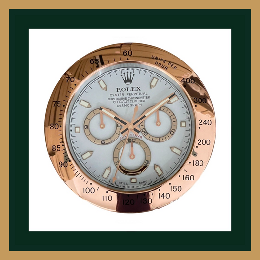 Rolex Daytona White Dial – Rose Gold Bezel Swiss Quality Wall Clock