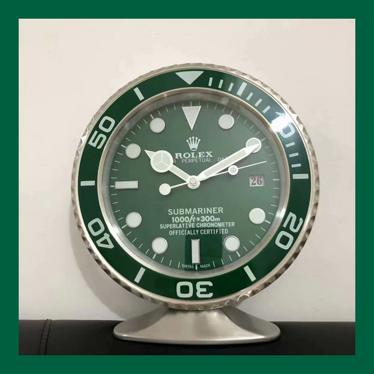 Submariner Table Clock – Emerald Green Edition | Crownwall Prestige - Crownwall 